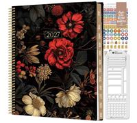 bloom daily planners Agenda 2027 para mujer (8.5 x 11 pulgadas), calendario semanal y mensual (enero a diciembre), organizador de libros de tapa blanda con calcomanías y plantilla, diseño floral
