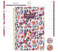 bloom daily planners Agenda anual sin fecha con calendario español, organizador de pasiones/objetivos, agenda mensual y semanal con pestañas (enero a diciembre), 5.5 x 8.25 pulgadas, bordado otomí