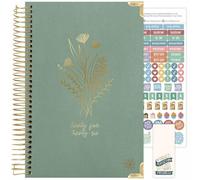 bloom daily planners Agenda de tapa dura 2025-2026 (5.5 x 8.25), año académico (julio de 2025 a julio de 2026), organizador de objetivos de tareas A5, agenda inspiradora mensual y semanal, lino verde