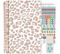 bloom daily planners Calendario sin fecha, agenda anual, organizador de pasión/objetivos, agenda mensual/semanal con pestañas (de enero a diciembre), 5.5 x 8.2 pulgadas, leopardo marrón