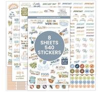bloom daily planners Paquete de 8 hojas de calcomanías con texto en inglés "Cleerely Stated Rooted in Fait", 540 pegatinas, planificador cristiano para diario, aliento religioso, estudio bíblico