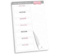 bloom daily planners Planificador semanal de comida gris y rosa, organizador magnético para menú de refrigerador, con hojas desgarradoras y listas de compras perforadas, 15,2 x 22,8 cm, neutral