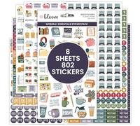 bloom daily planners Workday Essentials - Pegatinas para planificador, paquete variado de productividad para profesionales de negocios, 8 hojas/802 pegatinas, reuniones, fechas límite, iconos de día