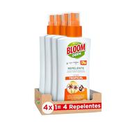 Bloom Derm Loción Tropical (4 x 100 ml), loción antimosquitos contra mosquitos (incluido el mosquito tigre) y garrapatas, repelente de mosquitos transmisores de enfermedades tropicales