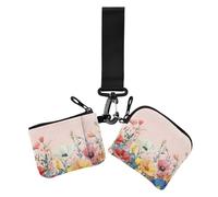 Bloom Flowers Floral Spring - Tarjetero delgado desmontable con llavero para mujer, 2 paquetes, Flores florecientes primaverales, 1 size, Arte impreso