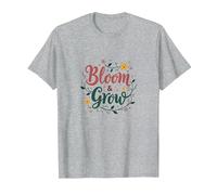 Bloom & Grow Floral Inspirador Camiseta, Hombre, Gris Jaspeado, L