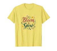 Bloom & Grow Floral Inspirador Camiseta, Hombre, Limón, S