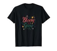 Bloom & Grow Floral Inspirador Camiseta, Hombre, Negro, 3XL