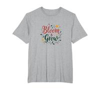 Bloom & Grow Floral Inspirador Camiseta, Hombre Tallas Grandes, Gris Jaspeado, 3X Alto