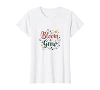 Bloom & Grow Floral Inspirador Camiseta, Mujer, Blanco, M