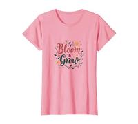 Bloom & Grow Floral Inspirador Camiseta, Mujer, Rosado, S