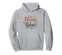 Bloom & Grow Floral Inspirador Sudadera con Capucha, Unisex para Adultos, Gris Jaspeado, L