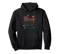 Bloom & Grow Floral Inspirador Sudadera con Capucha, Unisex para Adultos, Negro, L
