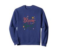 Bloom & Grow Floral Inspirador Sudadera, Unisex para Adultos, Azul Marino, L