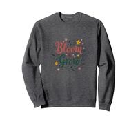 Bloom & Grow Floral Inspirador Sudadera, Unisex para Adultos, Jaspeado Oscuro, S
