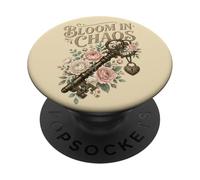 Bloom In Chaos Vintage Key Roses Floral Cita PopSockets PopGrip Adhesivo