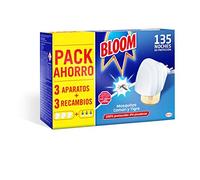 Bloom Insecticida Eléctrico Líquido Doble Eficacia (3 aparatos + 3 recambios), antimosquitos eléctrico eficaz contra el mosquito comun y tigre, 135 noches de protección