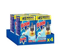 Bloom Líquido Recambio (pack de 4), insecticida eléctrico para mosquitos común y tigre, antimosquitos con fórmula concentrada sin perfume