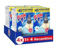 Bloom Líquido Recambio (pack de 4), insecticida eléctrico para mosquitos común y tigre, antimosquitos con fórmula concentrada sin perfume