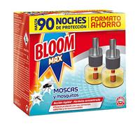 Bloom Max Eléctrico Líquido Recambio Doble (pack de 2), insecticida para mosquitos común y tigre, antimosquitos 90 noches de protección