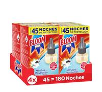 Bloom Max pack de 4 recambios Líquido, insecticida eléctrico antimosquitos contra moscas y mosquitos común y tigre