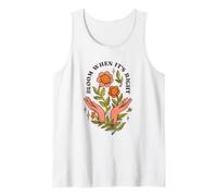 Bloom When Its Right, Arte Natural Vintage de los 70 con Forma de Manos de Flores Camiseta sin Mangas