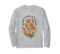 Bloom When Its Right, Arte Natural Vintage de los 70 con Forma de Manos de Flores Manga Larga