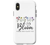 Bloom Where You Are Planted God Quote Bible Verse Christian Carcasa para iPhone X/XS