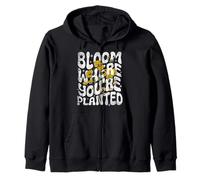 Bloom Where You Are Planted Nature Cita Floral Motivacional Sudadera con Capucha
