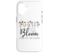 Bloom Where You Are Planted Wildflower Christian Bible Verse Carcasa para iPhone 16