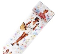 Bloom & Wide Washi Tape, rollo único, original, decoración de niñas de flores, figuras de personajes, adhesivo transparente, fácil de instalar, fácil de usar