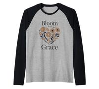 Bloom with Grace Ilustración Floral en Forma de corazón Camiseta Manga Raglan