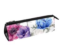 Blooming Anémonas Jardín Flores Pluma Bolsa Papelería Bolsa Lápiz Bolsa Cosméticos Bolsa Compacta Cremallera, multicolor, 5.5 ×6 ×20CM/2.2x2.4x7.9 in, Organizador de bolsas