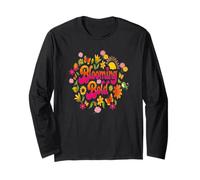 Blooming Bold Retro Floral May Tee con vibraciones Groovy Manga Larga