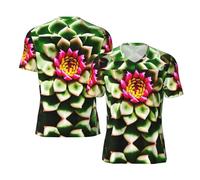 Blooming Cactus Flower - Camiseta deportiva de fútbol para hombre, cuello en V, manga corta, ajuste holgado, Negro, 3XL