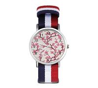 Blooming Cherry Blossom - Reloj de pulsera de cuarzo personalizado con números arábigos con correa ajustable para hombres y mujeres, Estilo:, regular, MHXYZHW