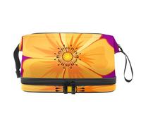 Blooming Cosmos Flowers - Neceser de doble capa para mujeres y niñas, neceser de viaje, bolsa organizadora de maquillaje con compartimento para brochas, multicolor, 27x15x14 cm/10.6x5.9x5.5 in,