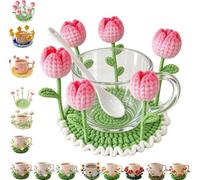 Blooming Crochet Coaster,Handmade Pop-Up Flowers Coasters Crochet，A | Unique 3D Flower Cup Mat,Flip Pop Up Daisy Bloom,Cozy Coffee Table and Desk Decor for Coffee Tabletop Protection and Home
