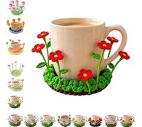 Blooming Crochet Coaster,Handmade Pop-Up Flowers Coasters Crochet，C | Unique 3D Flower Cup Mat,Flip Pop Up Daisy Bloom,Cozy Coffee Table and Desk Decor for Coffee Tabletop Protection and Home