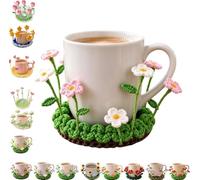 Blooming Crochet Coaster,Handmade Pop-Up Flowers Coasters Crochet，F | Unique 3D Flower Cup Mat,Flip Pop Up Daisy Bloom,Cozy Coffee Table and Desk Decor for Coffee Tabletop Protection and Home