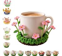 Blooming Crochet Coaster,Handmade Pop-Up Flowers Coasters Crochet，I | Unique 3D Flower Cup Mat,Flip Pop Up Daisy Bloom,Cozy Coffee Table and Desk Decor for Coffee Tabletop Protection and Home