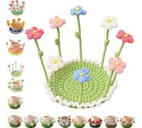 Blooming Crochet Coaster,Handmade Pop-Up Flowers Coasters Crochet，N | Unique 3D Flower Cup Mat,Flip Pop Up Daisy Bloom,Cozy Coffee Table and Desk Decor for Coffee Tabletop Protection and Home