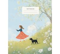 Blooming Fields Notebook with Girl In Red: A beautiful notebook featuring a girl in red strolling through blooming fields of colorful flowers