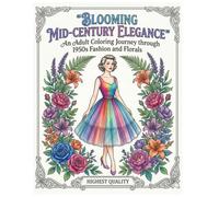 BLOOMING MID-CENTURY ELEGANCE: An Adult Coloring Journey through 1950s Fashion and Florals