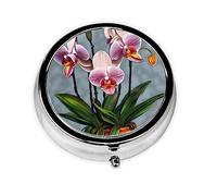 Blooming Orchidsround - Pastillero redondo de 3 compartimentos y pastillero de viaje portátil para viajes.