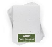 Blooming Papel sembrado - Lote de 50 hojas para plantar - Tamaño A6 150 g/m2 - 10,5 x 15 cm - Blanco virgen - Semillas de flores silvestres biodegradables - Tarjetas, invitaciones, impresiones