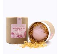 Blooming Pink Bliss - Juego de aromaterapia - Bomba de baño de incienso y rosa, sal de baño del Himalaya con pétalos de caléndula, embalaje ecológico, hecho a mano en el Reino Unido