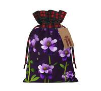 Blooming Purple Flowers Print Christmas Drawstring Gift Bags Gift Pouch Candy Pouch Fun Wedding Bags 30 x 21 cm