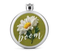 Blooming White Daisy - Petaca de acero inoxidable para licor, botella de vino portátil de bolsillo redondo para bebida, 5 onzas