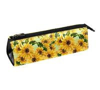 Blooming Yellow Sunflower Pen Bag Stationery Pouch Pencil Bag Cosmetic Bag Compact Zipper Bag, multicolor, 5.5 ×6 ×20CM/2.2x2.4x7.9 in, Organizador de bolsas